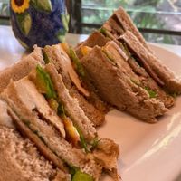 Clubhouse Sandwich with vegan ham, tofu, greens and vegan mayo  at Greens in Quezon City