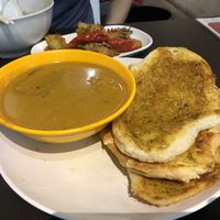 Roti John - amazing crispy bread and curry that’s not spicy! at Divine Realm 天运素食园 in Northeast Singapore