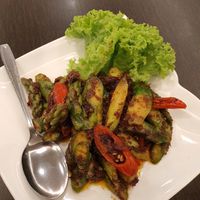 Sambal asparagus at Greenland Vegetarian Restaurant 菩提林 in Northeast Singapore
