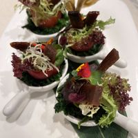 Tomato with Vegan Butcher Kitchen special bacon  at Ling Zhi Restaurant 灵芝 - Orchard in Central Singapore