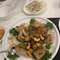 Taro ring tasty, but the crispy ‘duck’ spring rolls were incredible! at  Ling Zhi Restaurant 灵芝 - Novena in Central Singapore