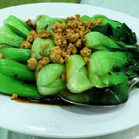 Vegetables in mock oyster sauce  at Miao Yi 妙益素食楼 in Central Singapore