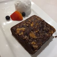 Vegan brownie with coconut ice cream at Original Sin in Central Singapore