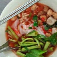 Yen Tafo noodle soup at Youta Jay Vegetarian Food in Ayutthaya