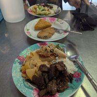 3 toppings rice meal with a vegan dish & tofu at Youta Jay Vegetarian Food in Ayutthaya