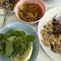 A soup and a “salad” and some other dishes   at Aroi Vegetarian food - Arawy in Bangkok