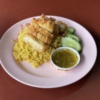 Mock chicken and yellow rice - Chamlong‘s, Bangkok  at Chamlong's / The Vegetarian Society Chatuchak in Bangkok