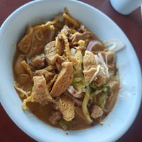 Khao soi, really recommend this dish! at Chamlong's / The Vegetarian Society Chatuchak in Bangkok