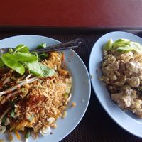 Pad Thai with tofu, veggies and rice  at Chamlong's / The Vegetarian Society Chatuchak in Bangkok