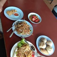 Baos, Som Tam, Pad Thai, Khao Soy and chicken mock at Chamlong's / The Vegetarian Society Chatuchak in Bangkok
