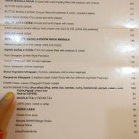 menu at Chennai Kitchen in Bangkok