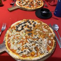 Mixed pizza - yum!  at Govinda Italian Restaurant & Pizzeria in Bangkok