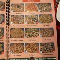One of two pizza menu pages  at Govinda Italian Restaurant & Pizzeria in Bangkok