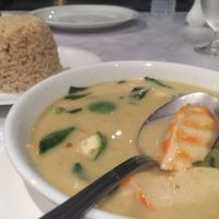 Shrimp green curry  at The Vegetarian Cottage in Bangkok