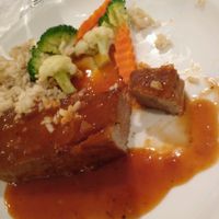 Filet mignon with rice at The Vegetarian Cottage in Bangkok