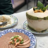 Coconut curry and vegan goose at Ruyi Vegetarian in Bangkok
