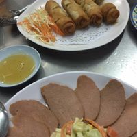 spring roll and ham at Ruyi Vegetarian in Bangkok