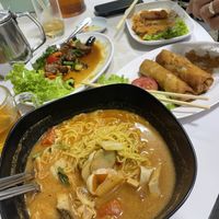 Tom yum at the front   at Ruyi Vegetarian in Bangkok