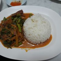 Spicy  pork at Ruyi Vegetarian in Bangkok