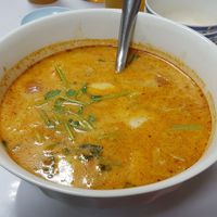 Tom yum soup at Ruyi Vegetarian in Bangkok