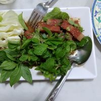 Mock bacon salad at Ruyi Vegetarian in Bangkok