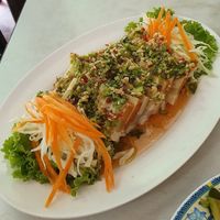 'Pork' with chilli and lime, so good at Ruyi Vegetarian in Bangkok