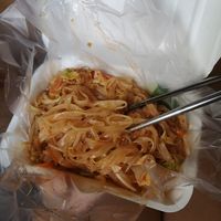 Pad thai 50B. Not the best but still good at Ruyi Vegetarian in Bangkok