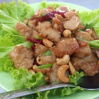Cashew 'chicken' with dried chilli at Num Heng Vegetarian in Hat Yai