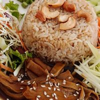 Stir fry vegan Duck & Rice at Five Star J Restaurant in Pattaya