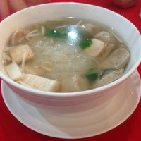 rice noodle soup with veg fish balls at Five Star J Restaurant in Pattaya