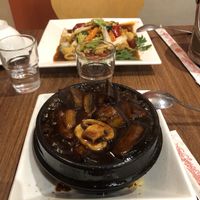 Sweet and sour soy meat and egg plant hot pot at Utopia Vegan in Dickson