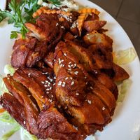 Roast pork at Utopia Vegan in Dickson