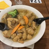 Chicken Leon noodle Soup “delicious”!!!  at Utopia Vegan in Dickson