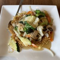 Crispy Yellow Noodles YUM!  at Utopia Vegan in Dickson