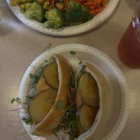 vegan meat pita, big salad and an iced herbal tea  at Simply Food in Guam