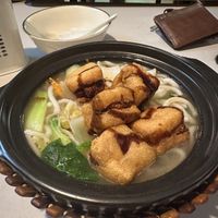 Saucy tofu udon Claypot   at Welcome Chinese Vegetarian Cafe in Christchurch