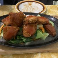 Hotplate crispy sweet lemony delight   at Welcome Chinese Vegetarian Cafe in Christchurch