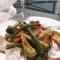 Don't go with the mock meats. They are disgusting, like... rubber. Nice sauce. at Tian Ran in Mermaid Beach