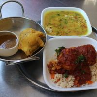 Dhal, kofta, and pakora at Cardamom Pod. at Cardamom Pod in Byron Bay