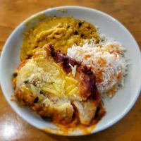 Vegetarian Lasagna, Vegan Dahl & rice at Cardamom Pod in Byron Bay