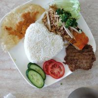 Rice and beef at An Lac Vegan in Cabramatta