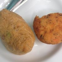 Tofu pocket and rice balls. at Iku Wholefood Kitchen in Glebe