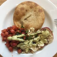 Vegan pie with chickpea and cauliflower salad at Iku Wholefood Kitchen in Glebe