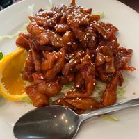 Crispy gluten in chilli sauce  at Mother Chu's Vegetarian Kitchen in Sydney