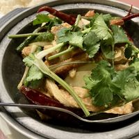Chilli and ginger soya sheet with potato "ham"  at Mother Chu's Vegetarian Kitchen in Sydney