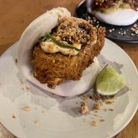 Vegan chicken bao. A winner!  at Vegie Bar in Fitzroy