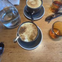 Golden chai lattes. One of us went for a second cup.  at Vegie Bar in Fitzroy