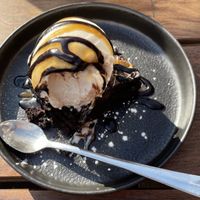 Brownie, with caramel sauce & homemade icecream 😱♥️👍👍  at Vegie Bar in Fitzroy