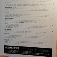 Menu at Vegie Bar in Fitzroy