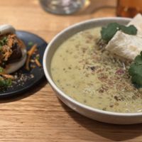 Creamy lentil curry and duck bao  at Vegie Bar in Fitzroy